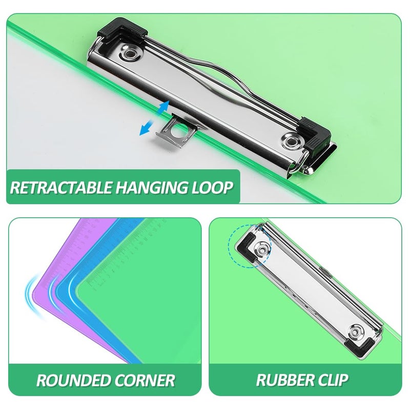 PANDRI Plastic Clipboards  PANDRI 12 Pack Clear Colored Clipboards  Low Profile Clip Board 12.5 x 9 Inch Standard Letter Size  Office Supplies Classroom - Image 4